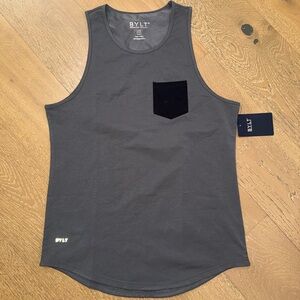 BYLT Basics Men’s Charcoal Gray Tank Top with Black Pocket